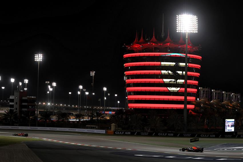 Bahrain nighttime floodlights and tower